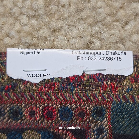 NWT Wool Scarf Jacquard Embroidered Colorful Mrignayani - Picture 6 of 12